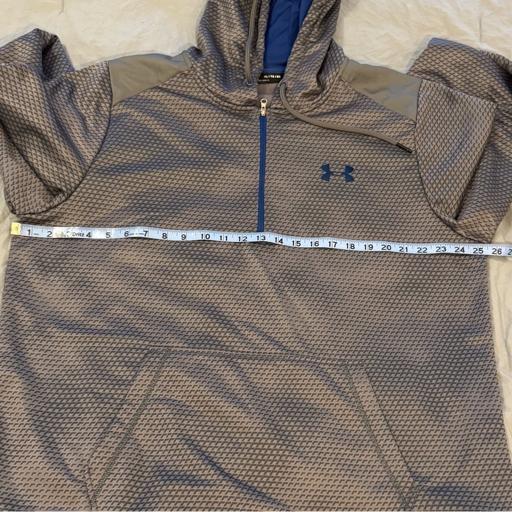 Under Armour Hoodie Pullover 1/4 Zip Sweatshirt‎ Mens Size L Gray Blue Logo - Picture 4 of 9